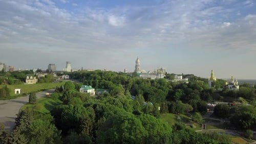 Aerial View of Kiev-Pechersk Lavra Ukrainian Orthodox Monastery