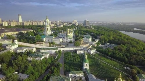 Aerial View of Kiev-Pechersk Lavra Ukrainian Orthodox Monastery
