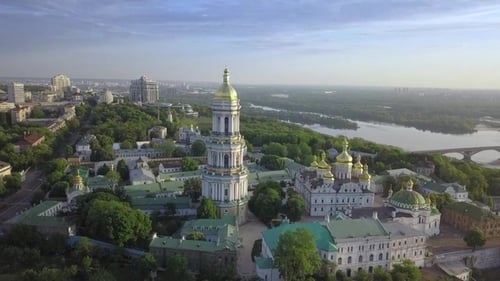 Aerial View of Kiev-Pechersk Lavra Ukrainian Orthodox Monastery