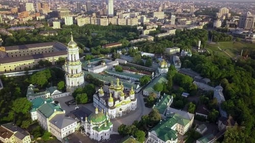 Aerial View of Kiev-Pechersk Lavra Ukrainian Orthodox Monastery