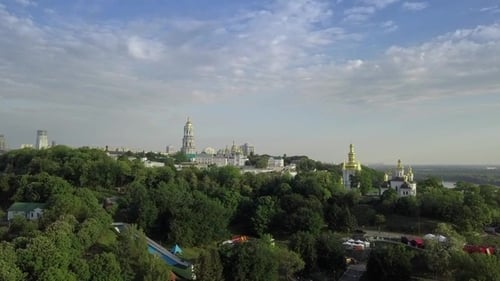 Aerial View of Kiev-Pechersk Lavra Ukrainian Orthodox Monastery