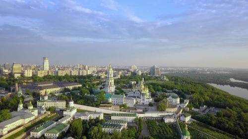 Aerial View of Kiev-Pechersk Lavra Ukrainian Orthodox Monastery