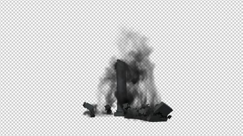 Animated Stone Pillar Destruction with Smoke Effect