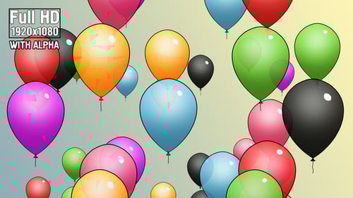 Joyful Cartoon Balloons Floating Animation with Alpha