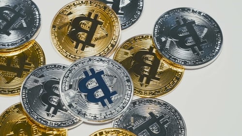 Close Up of Bitcoin Cryptocurrency Coins