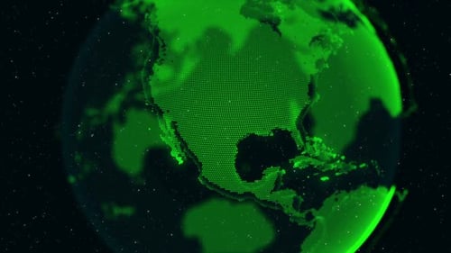 3D Digital Earth shows concept of global network.