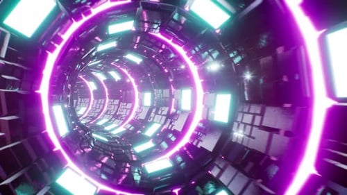4K Sci Fi Glow Light VJ Tunnel Loop