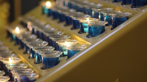 Lit Candles In Church