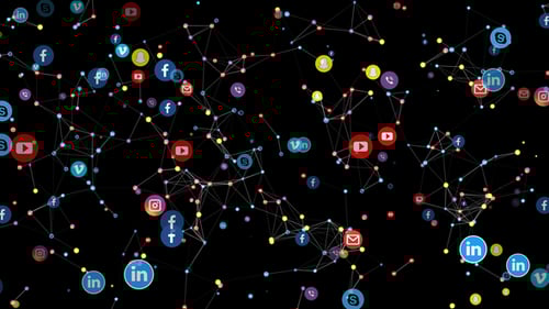 Seamless Digital Network Connecting Social Media Icons Background Animation