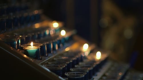 Lit Candles In Church