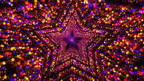 Abstract Star Tunnel with Shimmering Glittering Particles