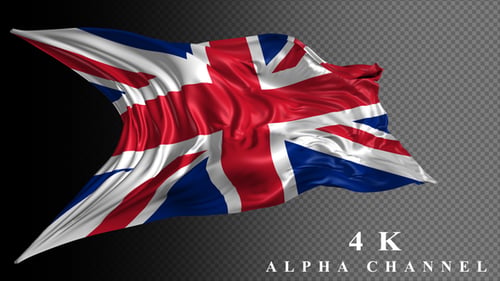 Union Jack Flag Waving Realistic 3D Animation