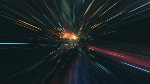Futuristic Hyperspace Tunnel Animation with Colorful Light Streaks