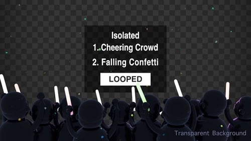 Looping Animated Crowd with Glow Sticks and Falling Confetti