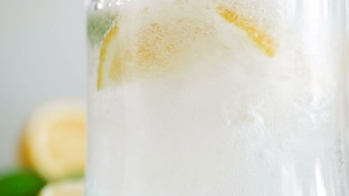 Refreshing Lemon and Mint Water with Ice