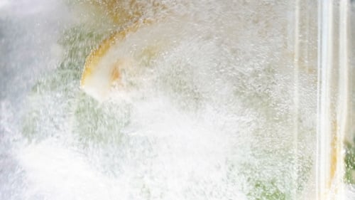 Refreshing Drink with Lemon and Mint in Glass