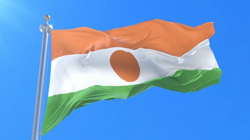 Niger National Flag Waving Against Blue Sky