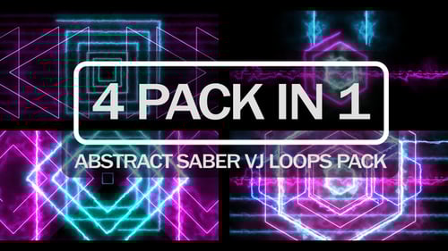 Glowing Neon Geometric Shapes Glitch VJ Loop Pack