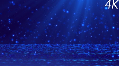 Abstract Blue Particles and Light Rays Loop Background