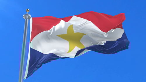 Realistic Saba Flag Waving in Blue Sky