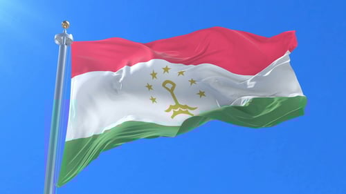 Waving Tajikistan National Flag on a Pole