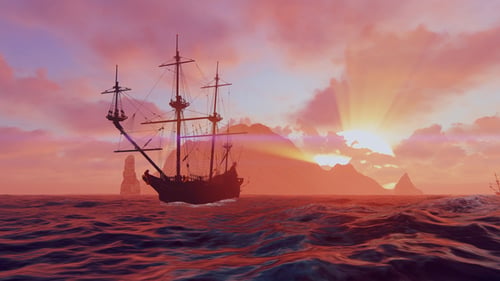 Ancient Ships In The Bay Of The Island