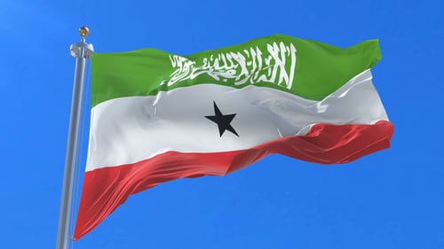 Realistic 3D Somaliland Flag Waving Against Blue Sky