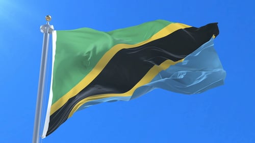 Tanzania Flag Waving in Realistic Slow Motion