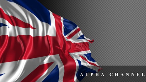 Realistic Union Jack Flag Waving Transition Reveal