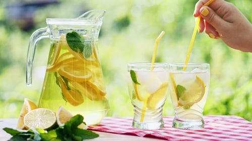 Refreshing Lemonade with Mint in Summer Setting