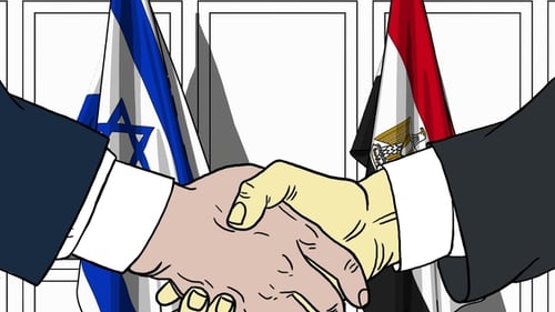 Animated Diplomatic Handshake with National Flags