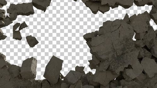 Realistic Concrete Wall Breaking Revealing Alpha Channel Transition
