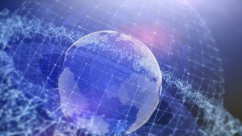 Futuristic Digital Earth Globe with Global Network Connections Animation