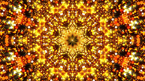 Golden Shimmering Particles Kaleidoscope for Celebratory Events