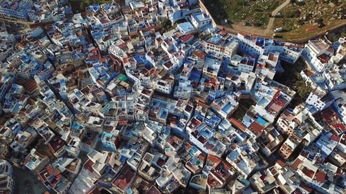 Aerial View of Medina Blue Old City of Chefchaouen