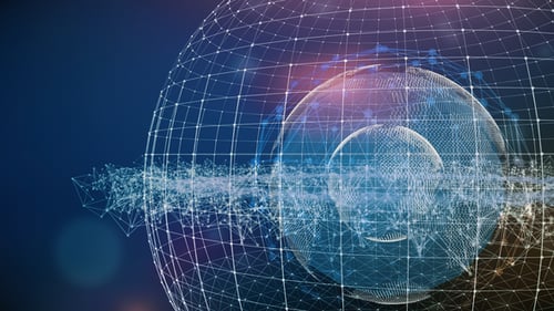 Abstract Digital Network Technology Wireframe World Background