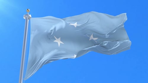 Realistic Waving Flag Loop against Blue Sky