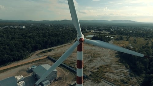View of Windmill in Countryside,wind Energy Turbine, Alternative Renewable Energy Production