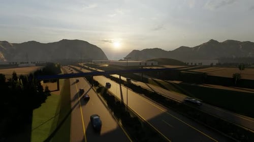 3-Lane Road and Overpass