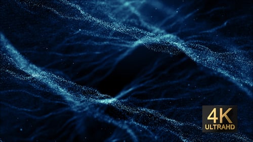 Abstract Blue Particle Wave Flow Background Animation