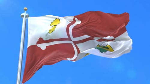 Realistic Waving Flag Animation Against Blue Sky