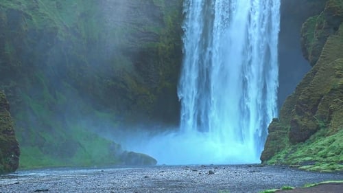 Seljalandfoss Waterfall. Beautiful Summer Sunny Day. Iceland