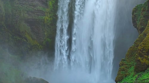 Seljalandfoss Waterfall. Beautiful Summer Sunny Day. Iceland