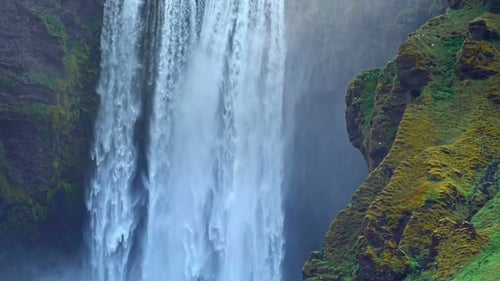 Seljalandfoss Waterfall. Beautiful Summer Sunny Day. Iceland