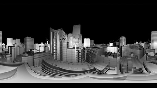 VR 360 Wireframe Stadtgebäude