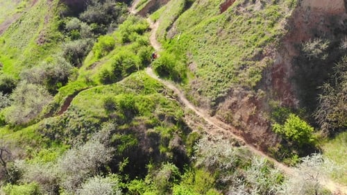 Aerial View of the Final Stage of the Enduro Extreme Race on the Seashore in .