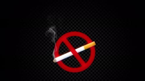 Animated Cigarette and No Smoking Prohibition Sign