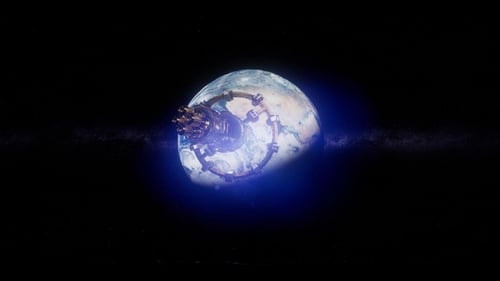 Station spatiale internationale en orbitant autour de la Terre en réalité virtuelle