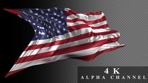 Patriotic Waving American Flag Animation With Alpha Channel
