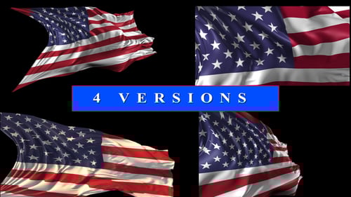Realistic Waving American Flag with Alpha Channel and Loop